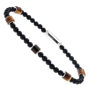 Ανδρικό χειροποίητο βραχιόλι από ημιπολύτιμες πέτρες και ασημένια στοιχεία.