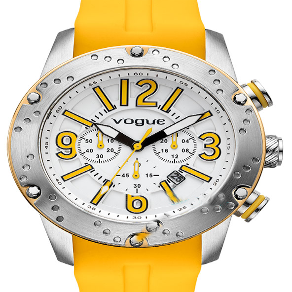 Vogue 2020171012 Men's Watch, Steel Case with Yellow Silicone Strap and Date, 5 ATM — Skyros Jewellery